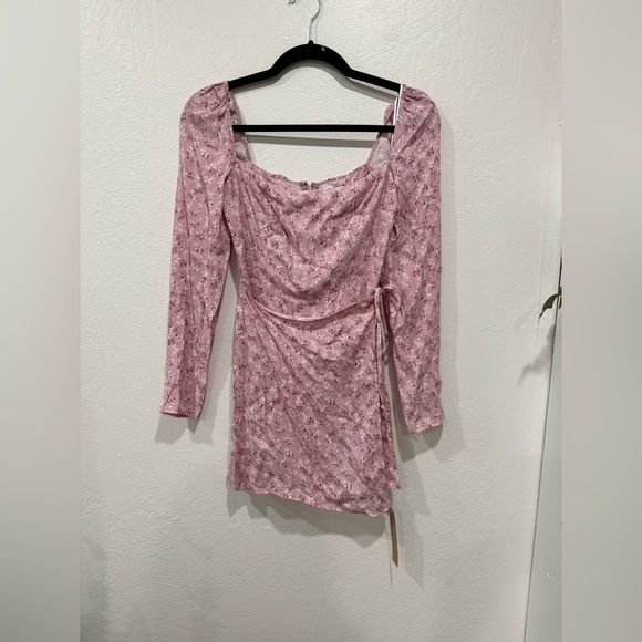 NWT Reformation Rosalie Long Sleeve Mini Pink Dress size 0 - Picture 3 of 5